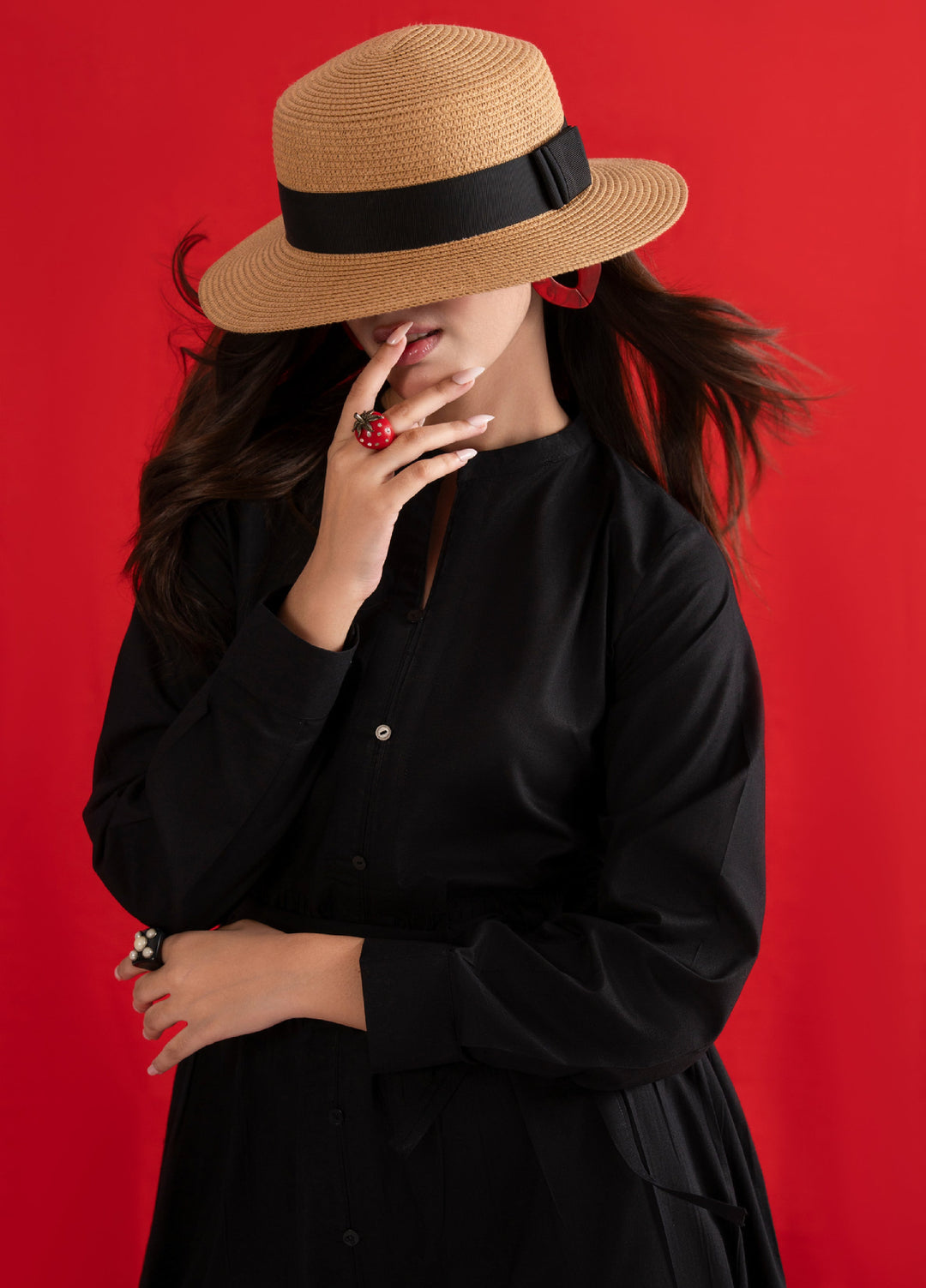 Like a Bird by Casuallite Women Pret Linen Solids Suits 2 Piece D-3  Noir Ruffle Charm - Winter Collection