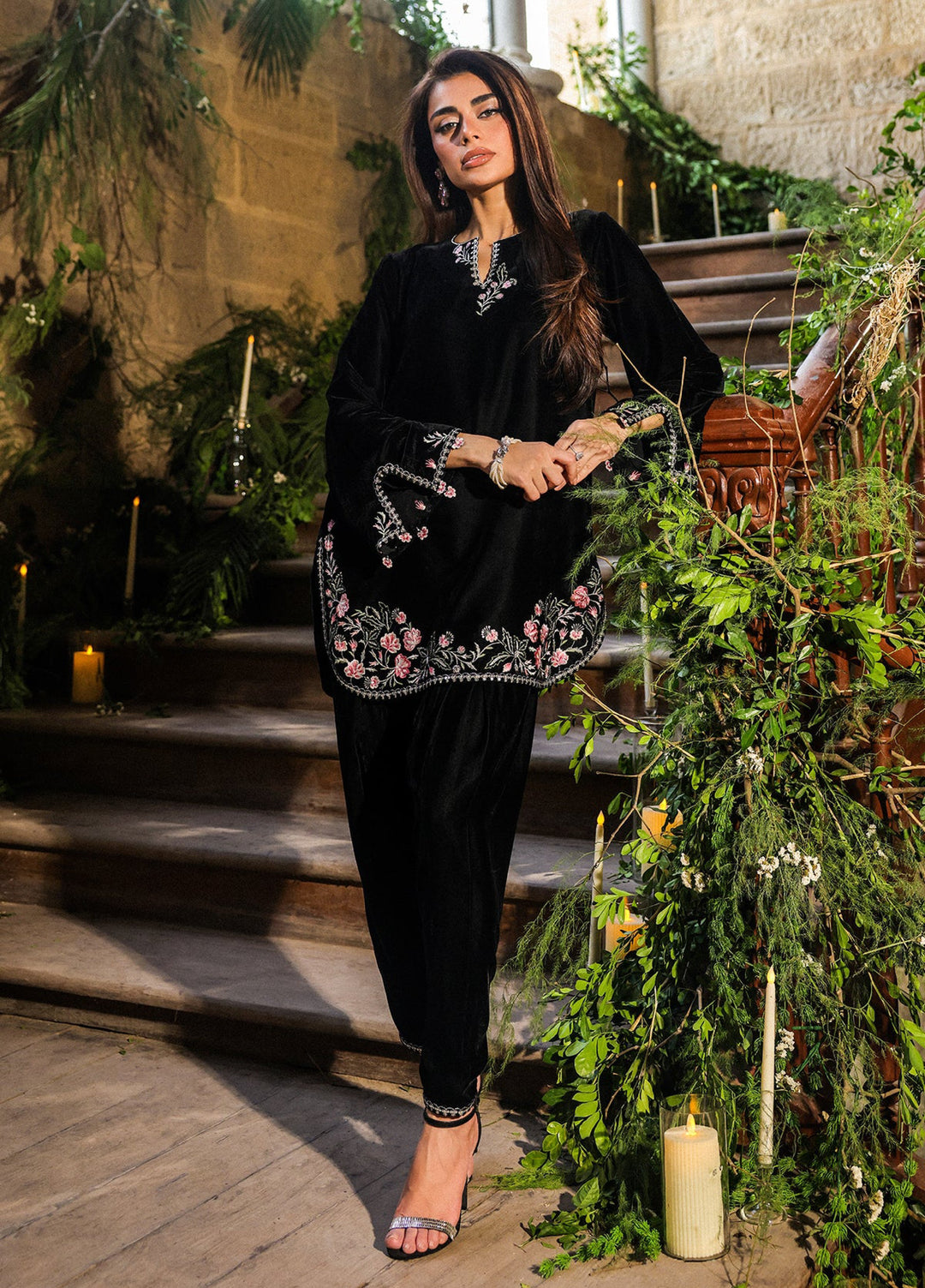 Elayra by Sahar Pret Velvet 2 Piece Embroidered Noir Elegance - Festive Collection