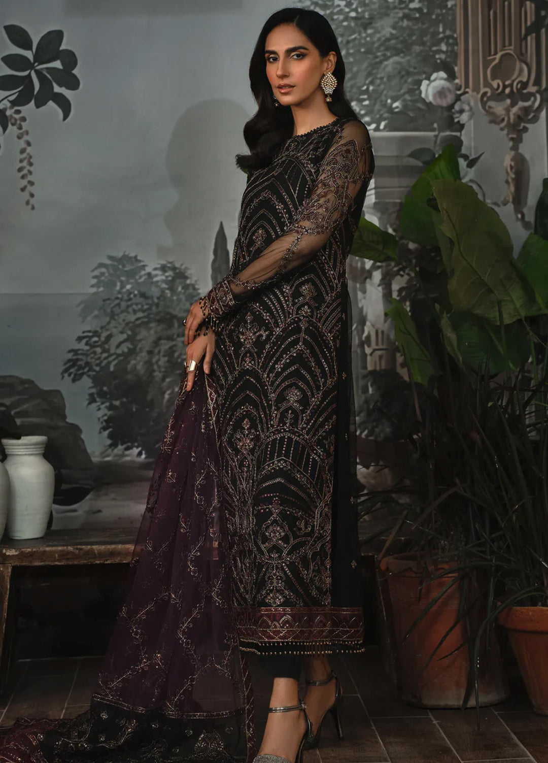 Zarif Women Unstitched Embroidered Net 3 Piece Suit ZR26UFC ZLR 04 NIGHT GLOW - Festive Collection