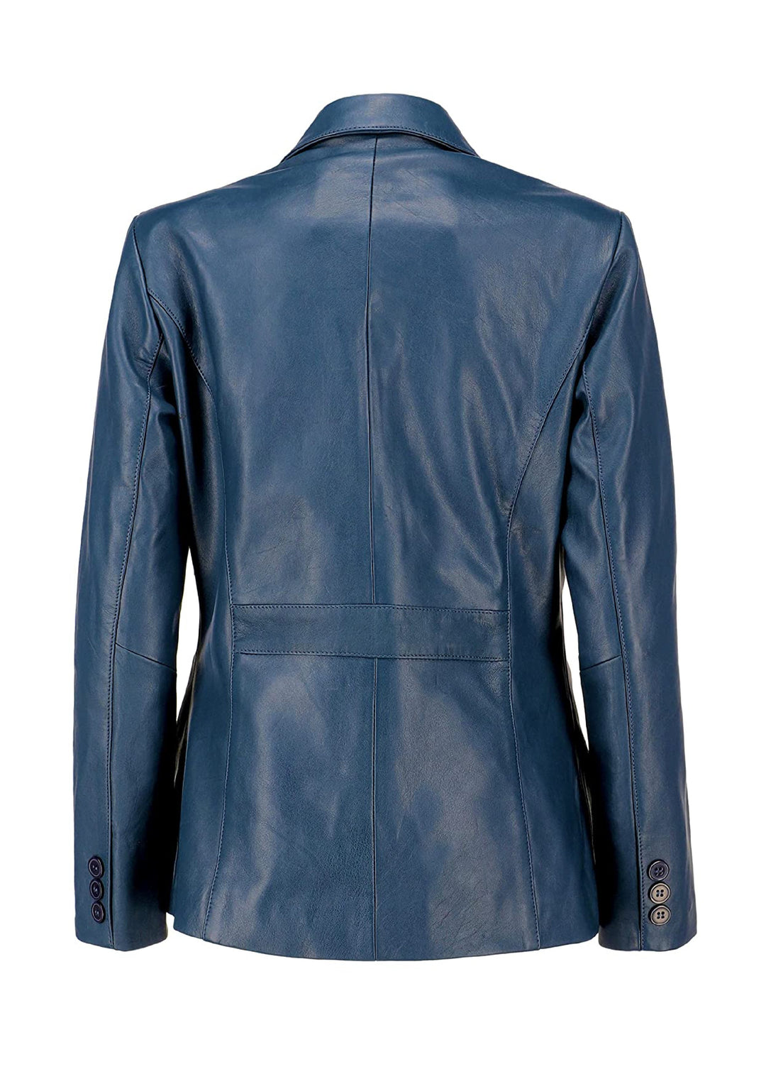 Jild Leathers Classic 2-Button Lambskin Leather Blazer Women-Blue - Blazers And Coats Collection