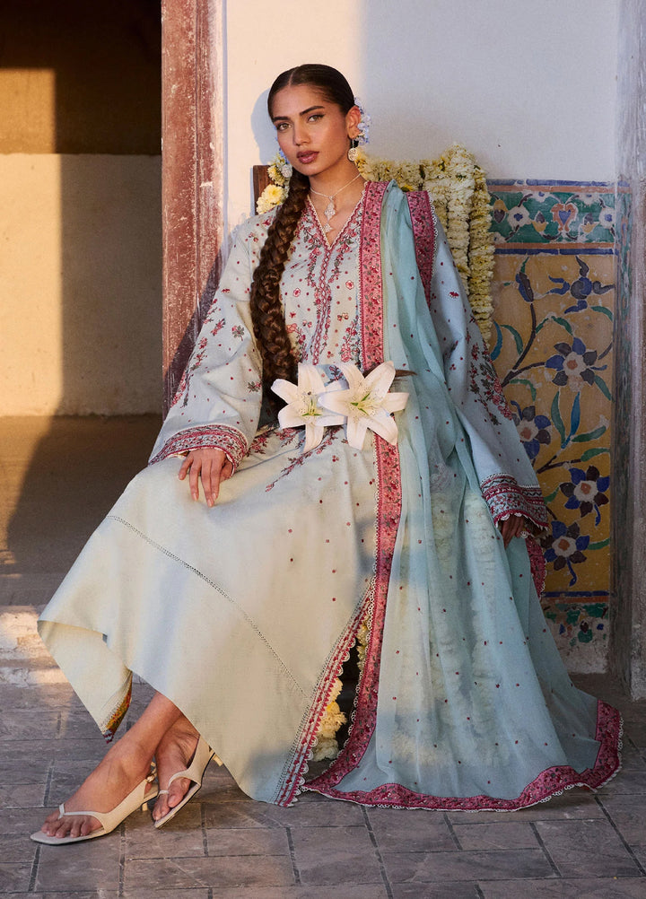 Zan by Hussain Rehar Unstitched Embroidered Lawn 3 Piece Suit HR26UZF Firuz D-103 - Festive Collection