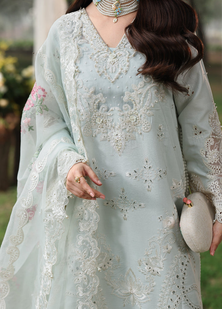 Tales of Petals by Sardinia Unstitched Embroidered Luxury Lawn 3 Pcs Suit SRD26UTP D-1 Ocean Waves - Festive