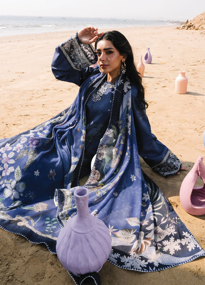 Afsanah by Seran Unstitched Embroidered Lawn 3 Piece Suit SN26UAL D-12 Sia - Summer Collection