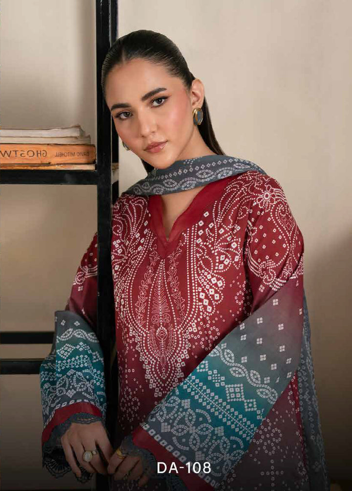 Chunri by Daria Unstitched Embroidered Lawn 3 Piece Suit DC26UCL DA-108 - Casual Collection