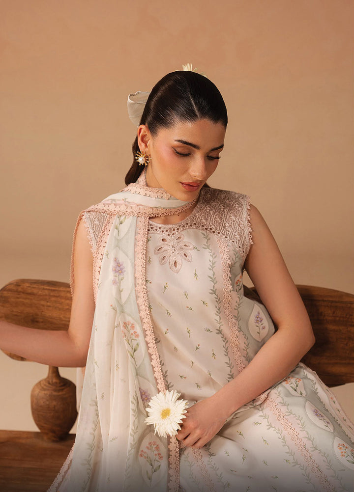 Haze A Prints by Afrozeh Unstitched Embroidered  Lawn 3 Piece Suit AF26UAP Sunnival Ivory FWU-109 - Summer Collection