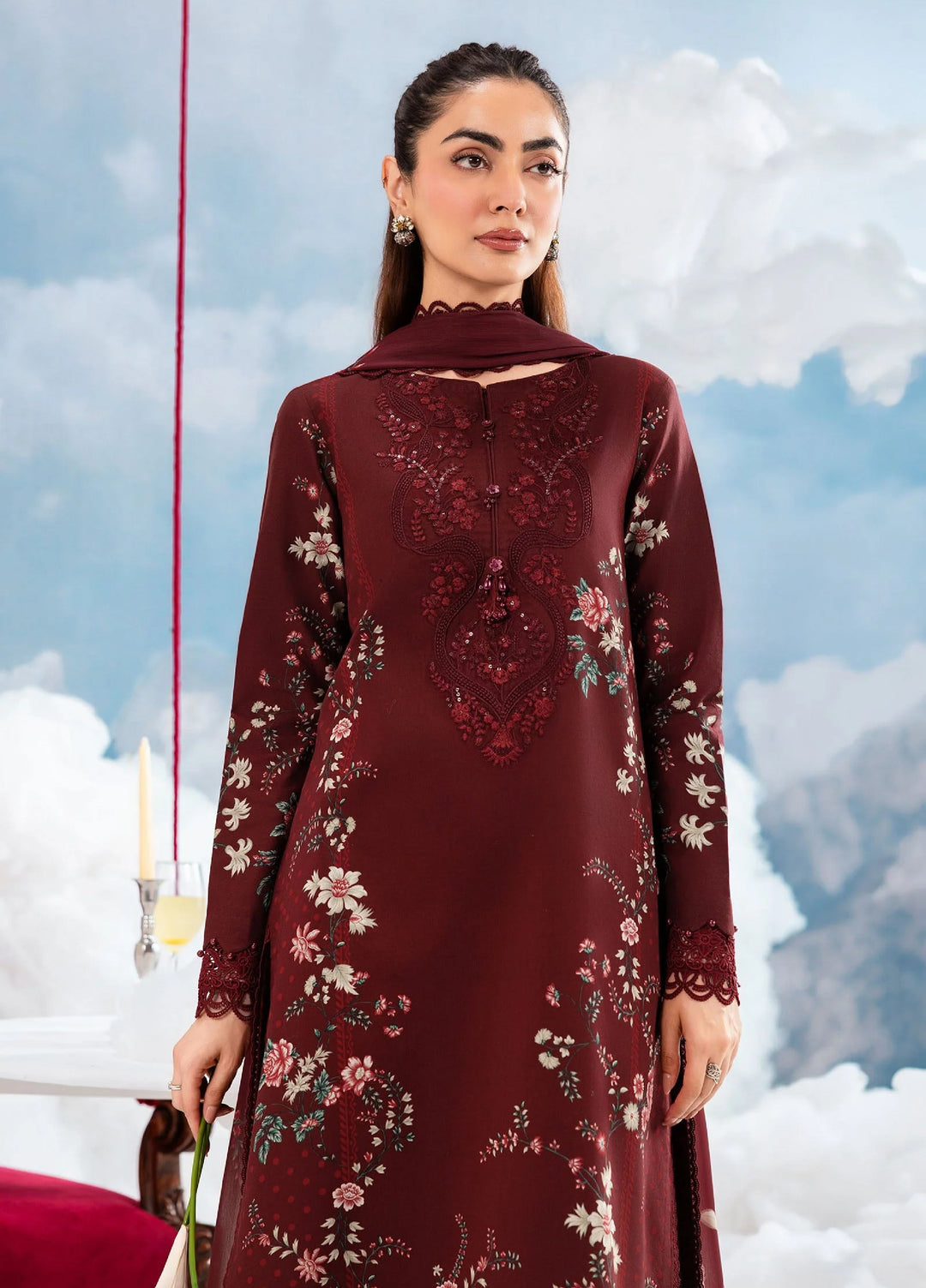 M Basics by Maria B Unstitched Embroidered Lawn 3 Piece Suit MB26SSEL MB-CUSV14-07A - Eid Collection