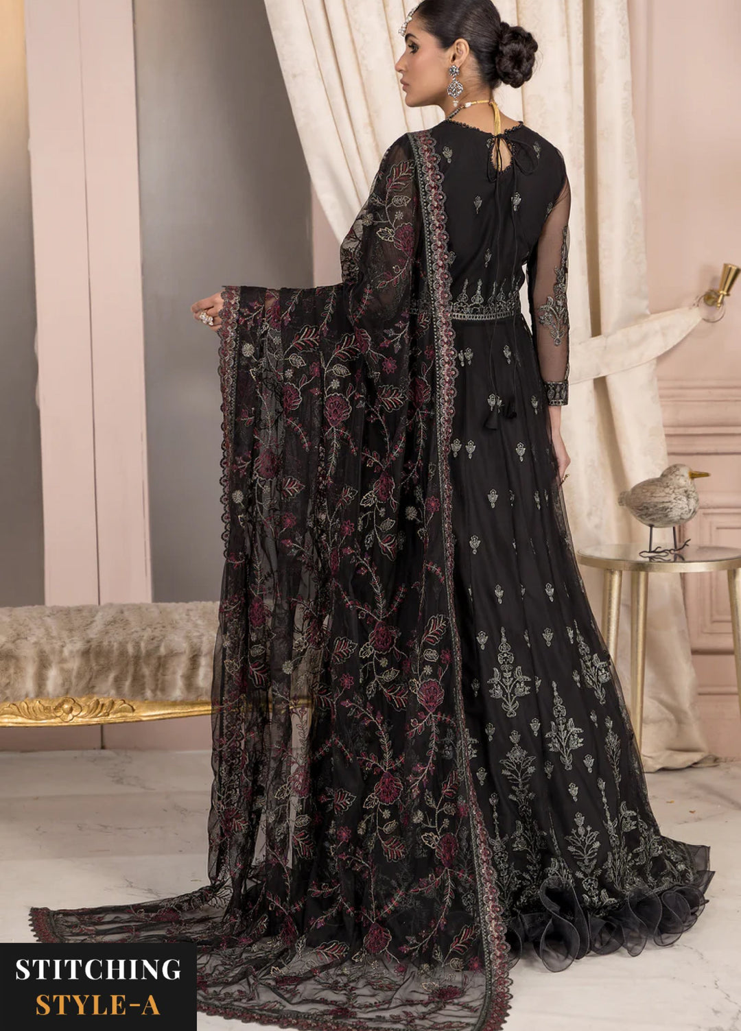 Zarif Women Unstitched Embroidered Net 3 Piece Suit ZR26UFC ZA 03 BLACK AFFAIR - Festive Collection