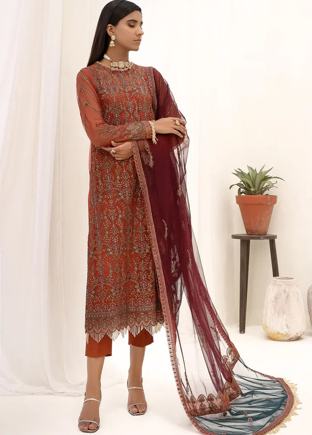 Zarif Women Unstitched Embroidered Net 3 Piece Suit ZR26UFC ZN 05 Iris - Festive Collection