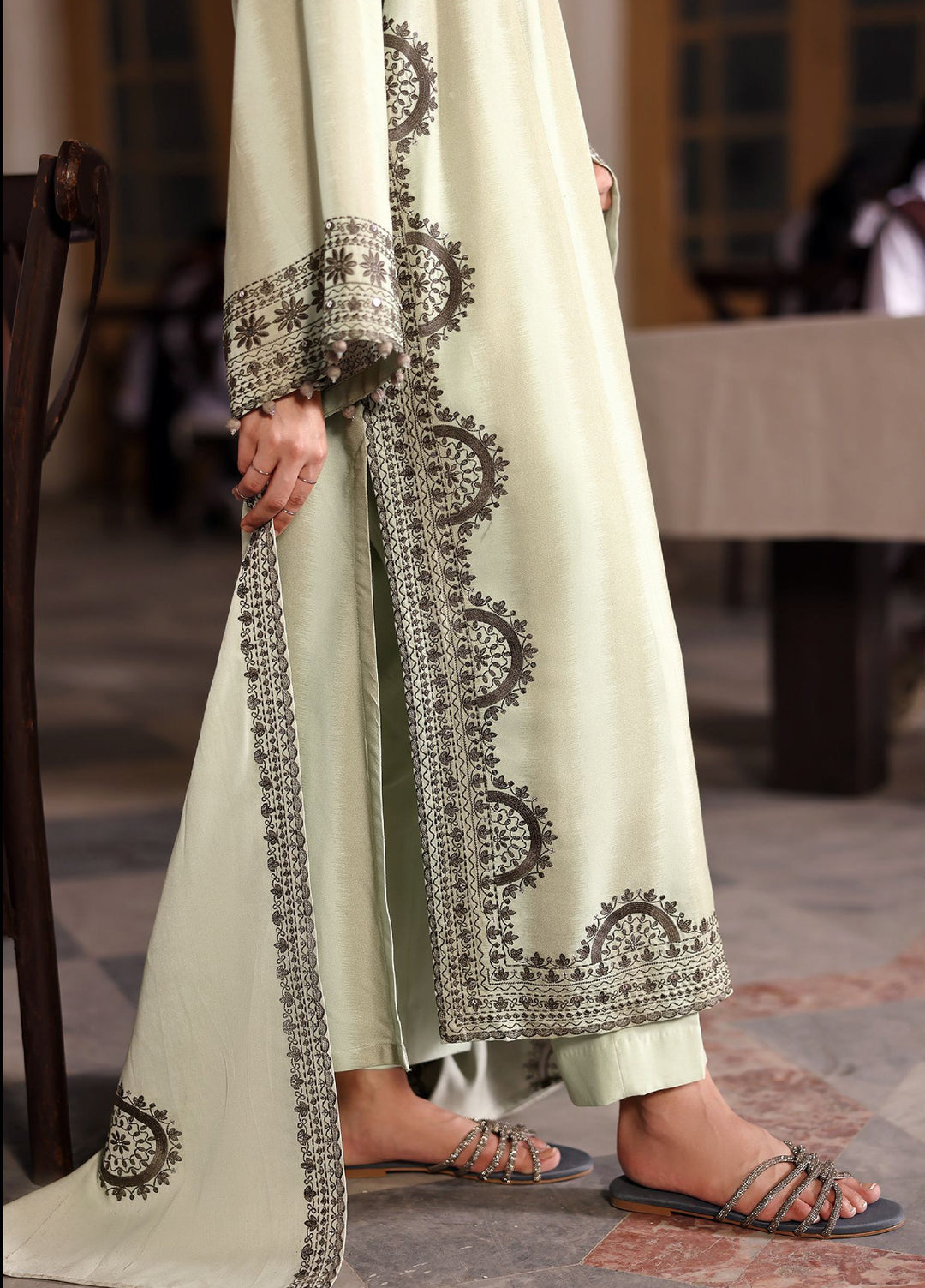 Cross Stitch Unstitched RTS Marina Embroidered Suits 3 Piece CS25MW D-05  Basil Hues - Winter Collection