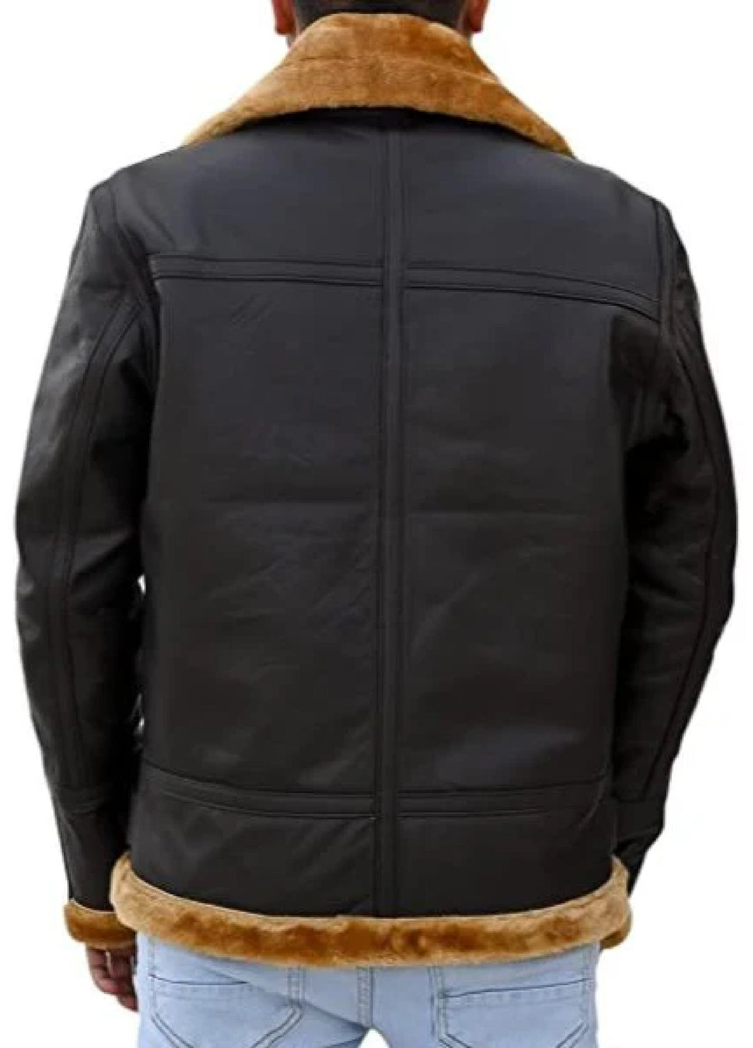 Jild Bomber Jacket Solids Mens Premium Shearling Fur Leather Jacket Brown - Winter Collection