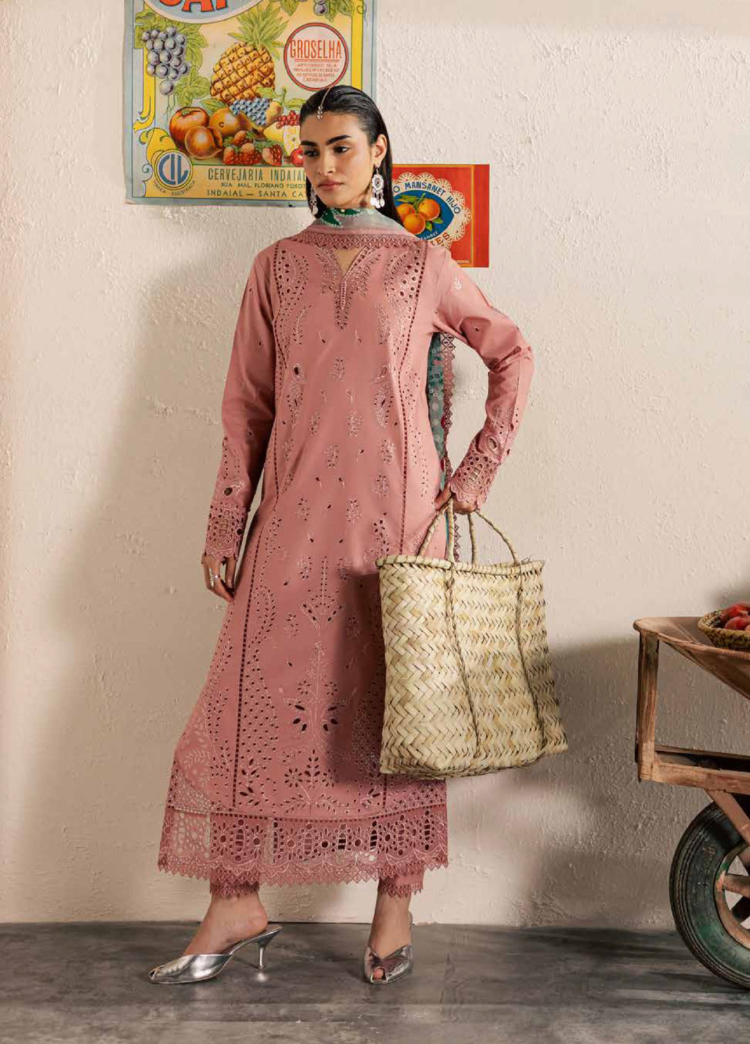 Bazar by Nureh Unstitched Chikankari Lawn 4 Piece Suit NU26UNL NE-252 - Eid Collection