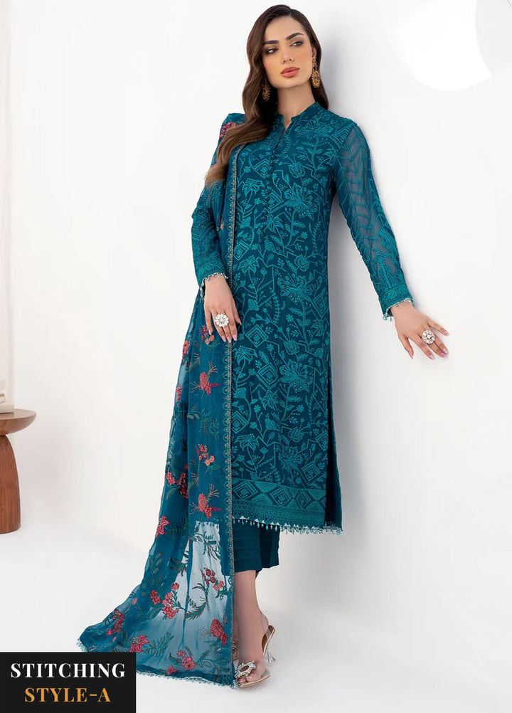 Zarif Women Unstitched Embroidered Chiffon 3 Piece Suit ZR26UFC ZLC 03 GARDENIA - Festive Collection