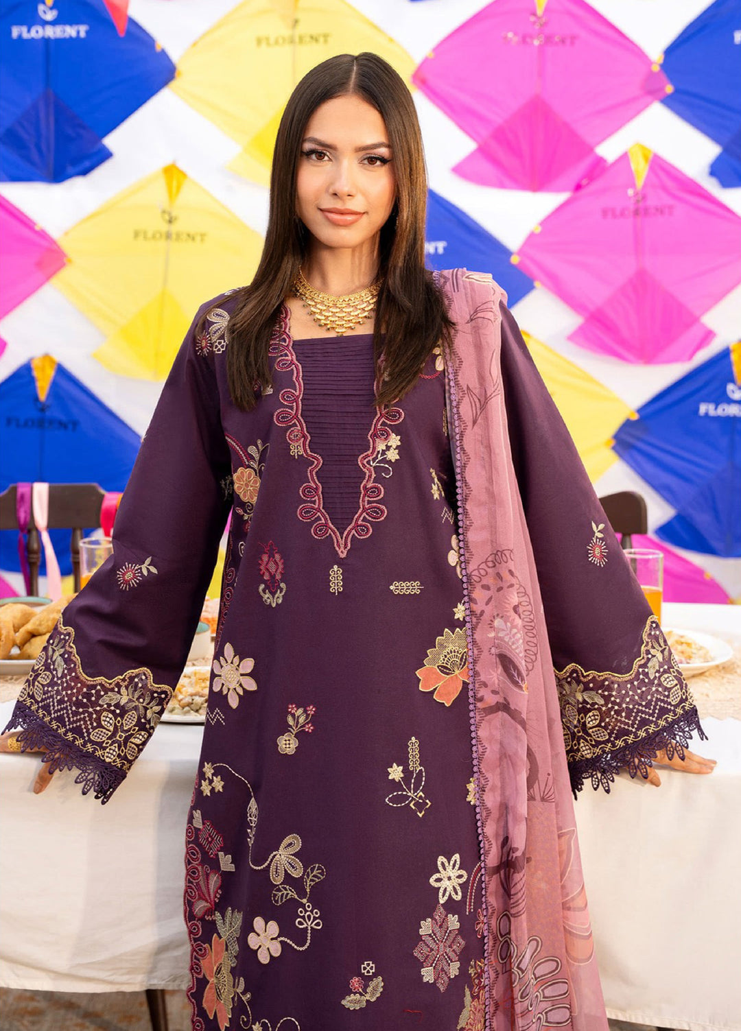 Basant Chikankari by Florent Unstitched Embroidered Luxury Lawn 3 Piece Suit FL26UBC FZ-1A - Summer Collection