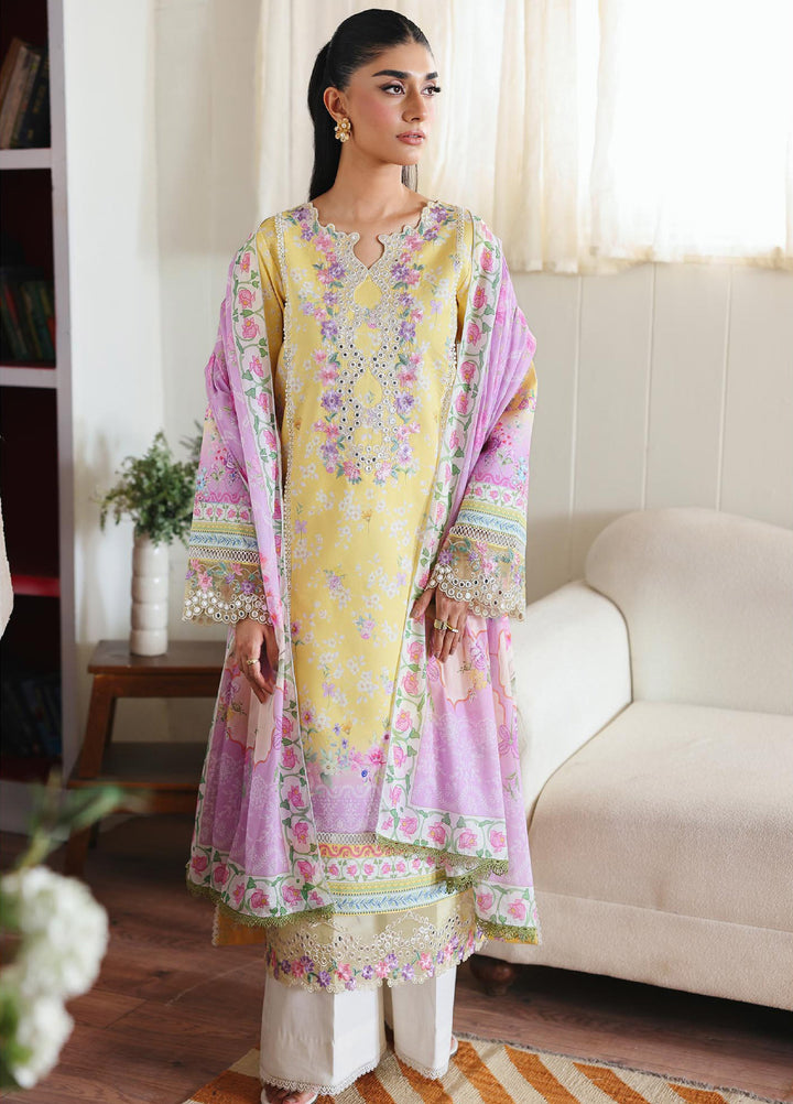 Nissa Floral Symphony by Rajbari Unstitched Lawn Embroidered 3 Piece Suit RB26UNF D-03 - Summer Collection