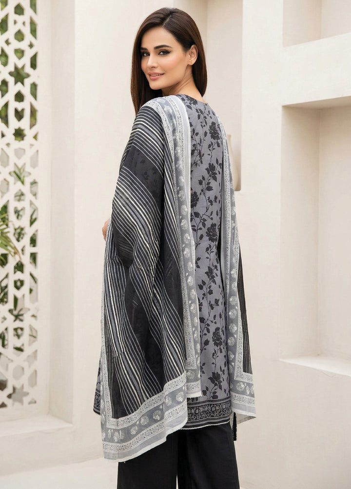 Black N White by Regalia Textiles Unstitched Printed Lawn 3 Piece Suit RG26ULBW D2 - Casual Collection