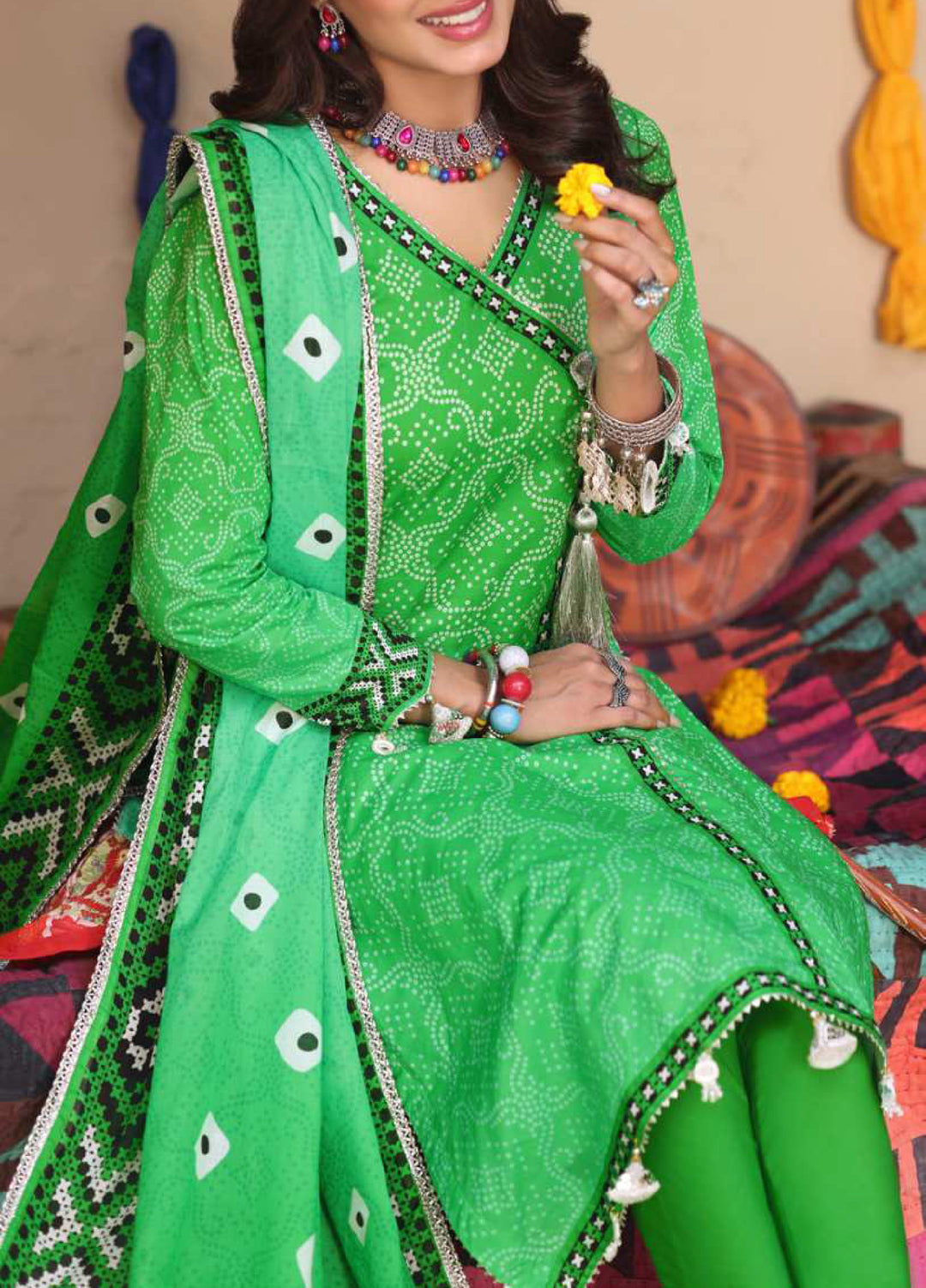 Heritage Series by AL Zohaib Unstitched Printed Chunri Lawn 3 Piece Suit AZ26UCH D-4 - Festive Collection