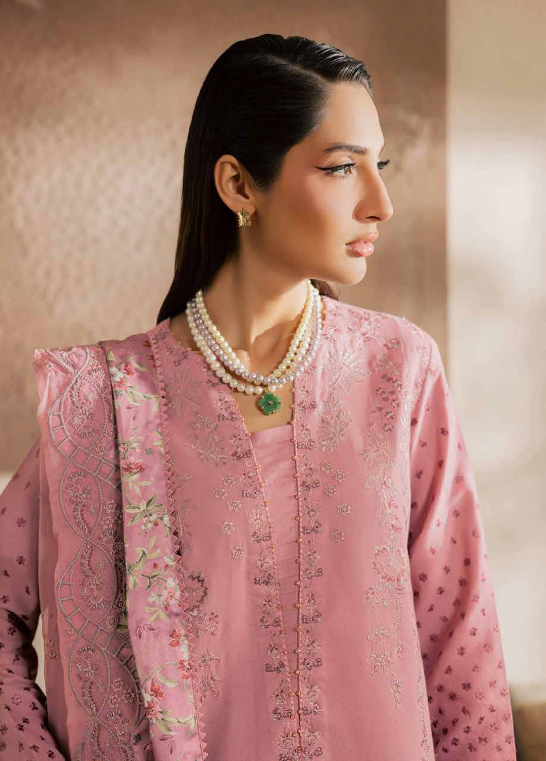 Nureh Exclusive Unstitched Lawn Karandi Embroidered 3 Piece Suit NU26UE NE-216 - Spring Collection
