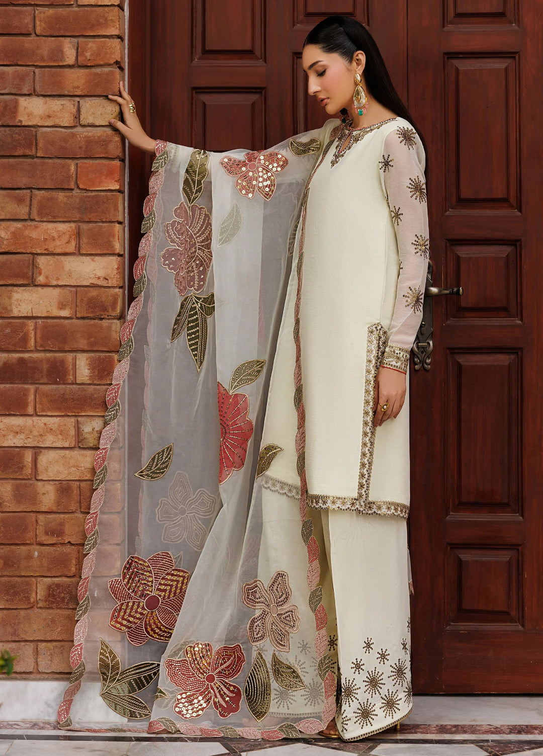 Nourah by Zarif Unstitched Embroidered Chiffon 3 Piece Suit ZR26UCN Nourah ZF/ZQH/AMANI 01 - Festive Collection