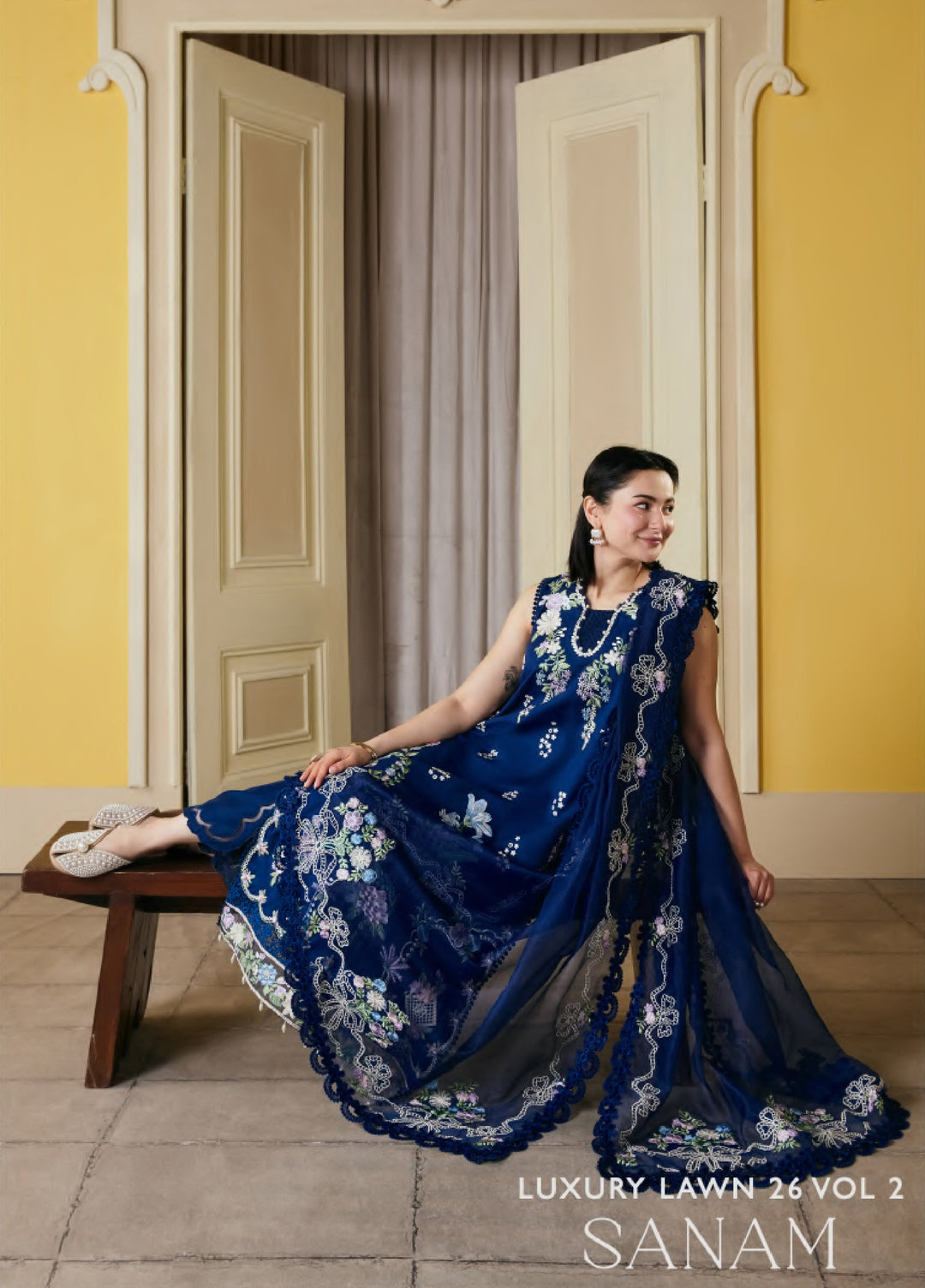 Maryam Hussain Unstitched Embroidered Lawn 3 Piece Suit MH26ULF Sanam - Festive Collection