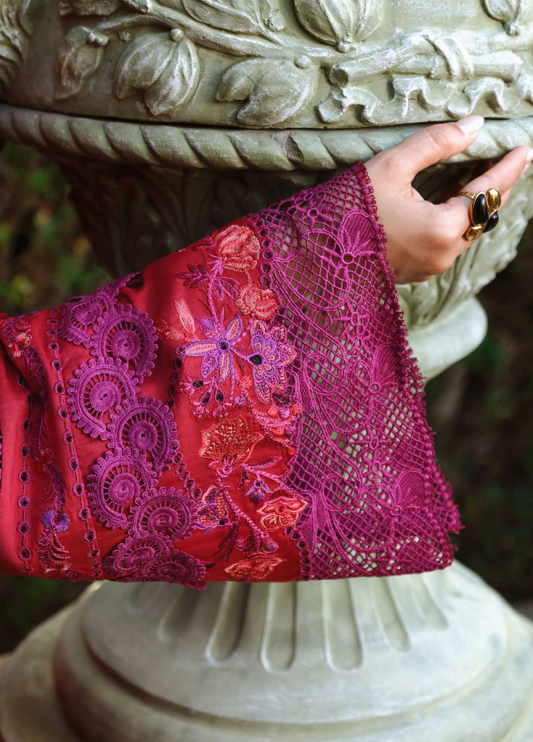 AMoi by Mushq Unstitched Embroidered Luxury Lawn 3 Piece Suit MU26AHL D-11 Falling Petals - Summer Collection