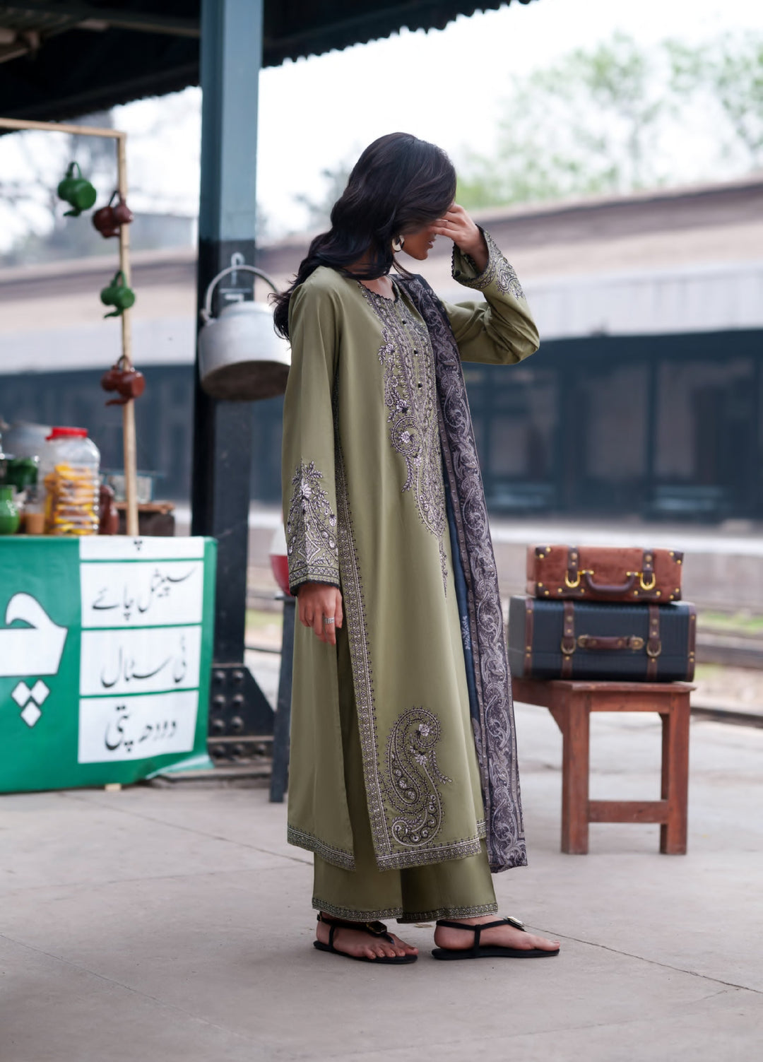 Safarnama by Casuallite RTW Embroidered Cotton Lawn 3 Piece CL26PSCL Sadhbh Sage - Eid Collection