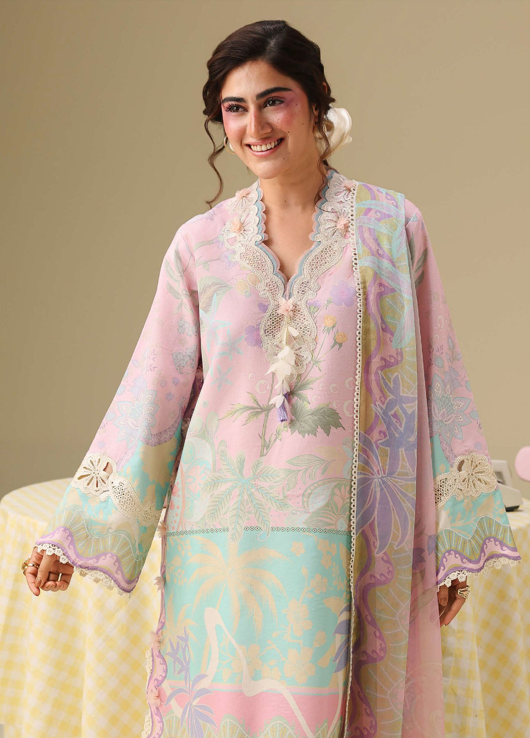 Soleil Hemline by Mushq Unstitched Printed Lawn 3 Piece Suit MU26USL Honey Petal HUNSS260312 - Festive Collection