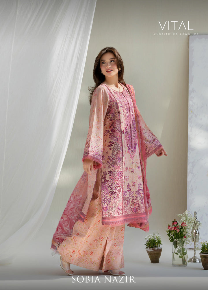 Vital by Sobia Nazir Unstitched Embroidered Lawn 3 Piece Suit SN26UVL 5B - Summer Collection