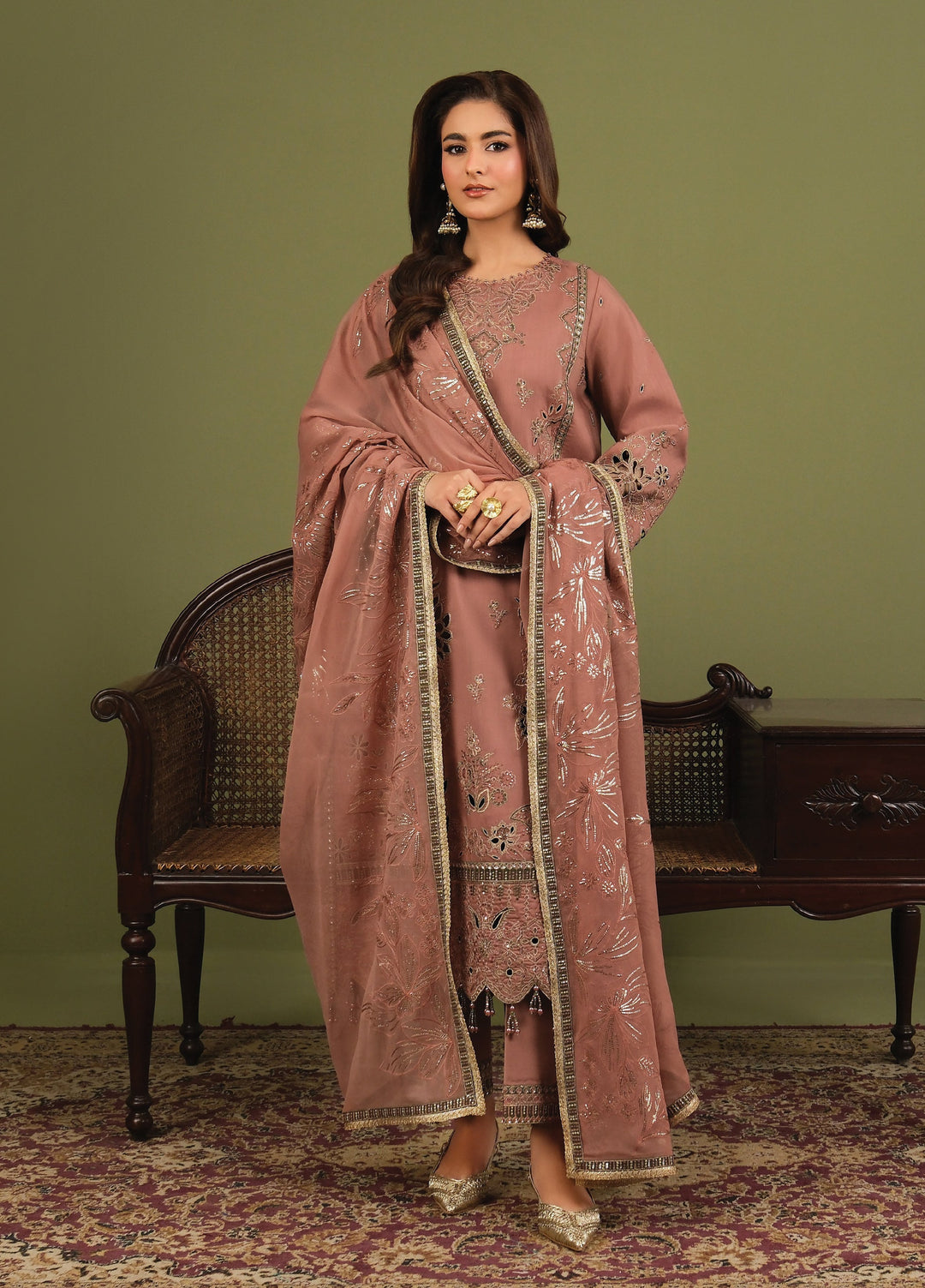 Alizeh Luxe Unstitched Raw Silk Embroidered 3 Piece Suit AFB26UL D-04 vesper - Winter Collection