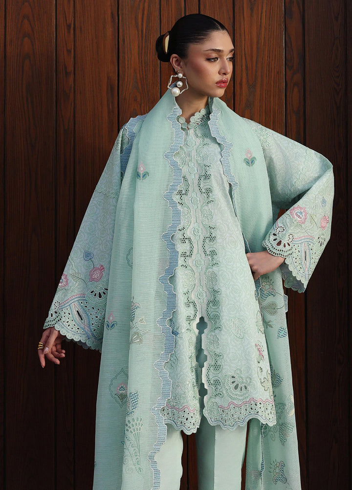 Q Line by Qalamkar Unstitched Embroidered Lawn 3 Piece Suit QLK26ULQ LEYA QKL-7 - Festive Collection