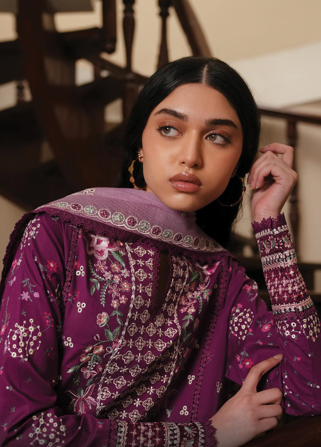 Florette by Afrozeh Unstitched Embroidered Lawn 3 Piece Suit AF26UFL D-09 LILACE - Festive Collection