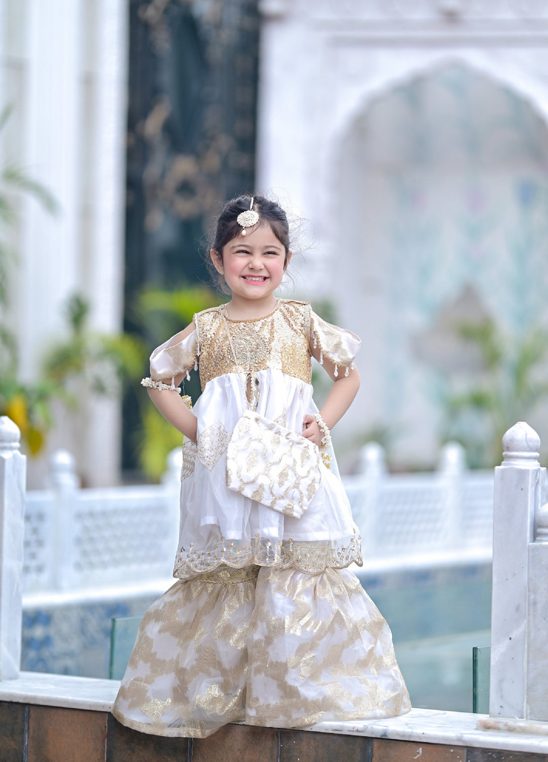Andaz e Jahan by Qurratulain Saqib Pret kids Jamawar Organza 3 Piece Embroidered Rajasthani Guriya - Wedding Collection