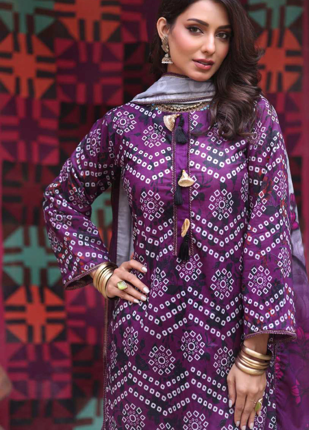 Heritage Series by AL Zohaib Unstitched Printed Chunri Lawn 3 Piece Suit AZ26UCH D-8 - Festive Collection