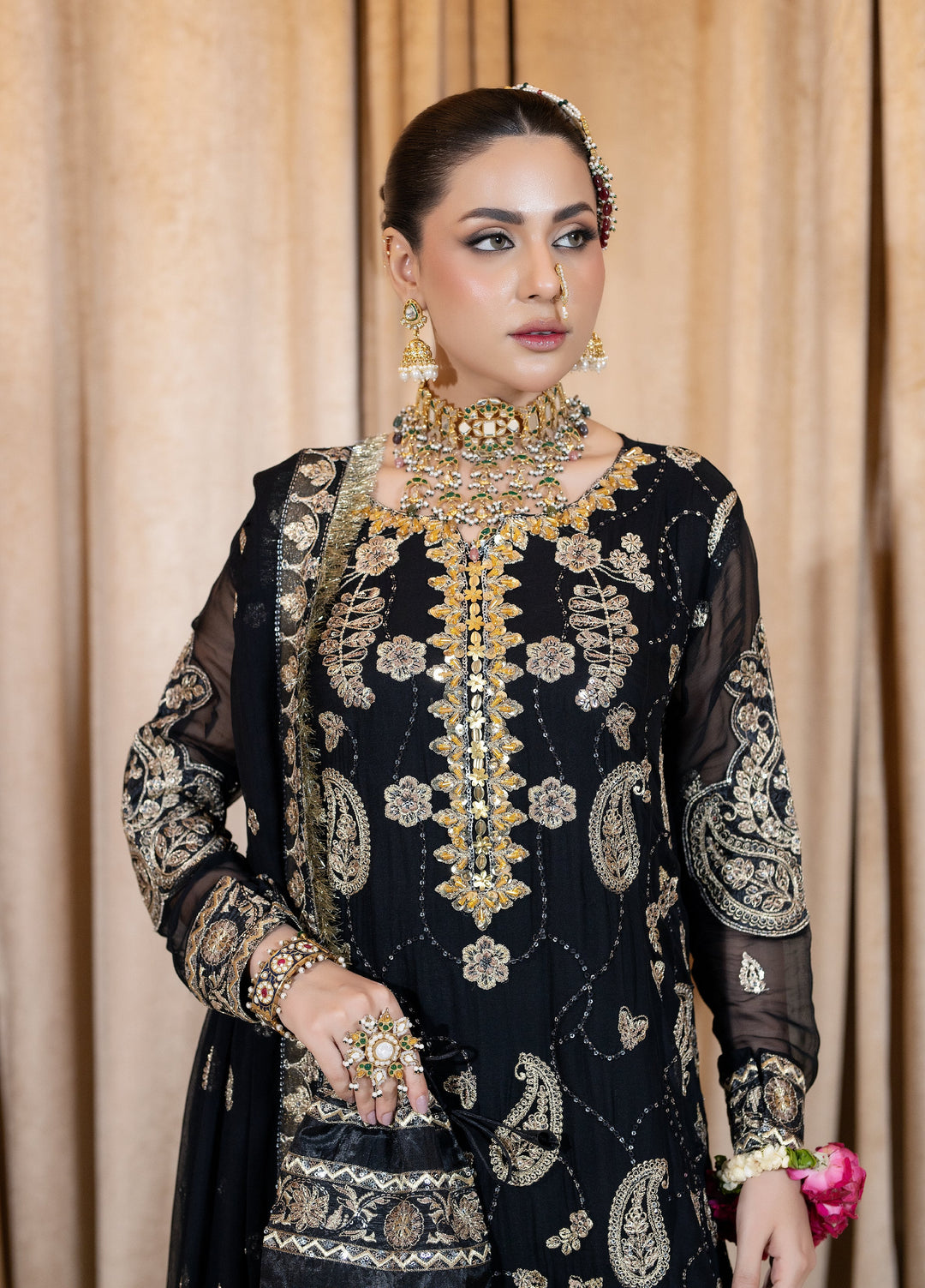 Maah-e-Noor Raum by Sarb Unstitched Embroidered Bamber Chiffon 3 Piece Suit RS26UMN MWF-06 - Wedding Collection