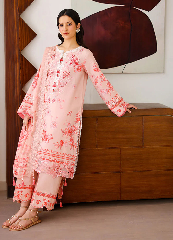 Sunlit Tales by Roheenaz Unstitched Embroidered Lawn 3 Piece Suit RN26ULS Coral Whisper RUNSS260706 - Lawn Collection