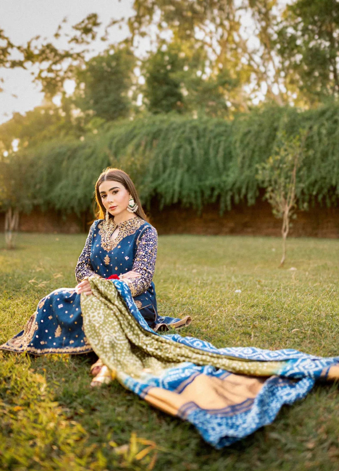 Luxe By Hues Atelier Women Pret 3 Piece Lakhnawi Blue Formal - Formals Collection