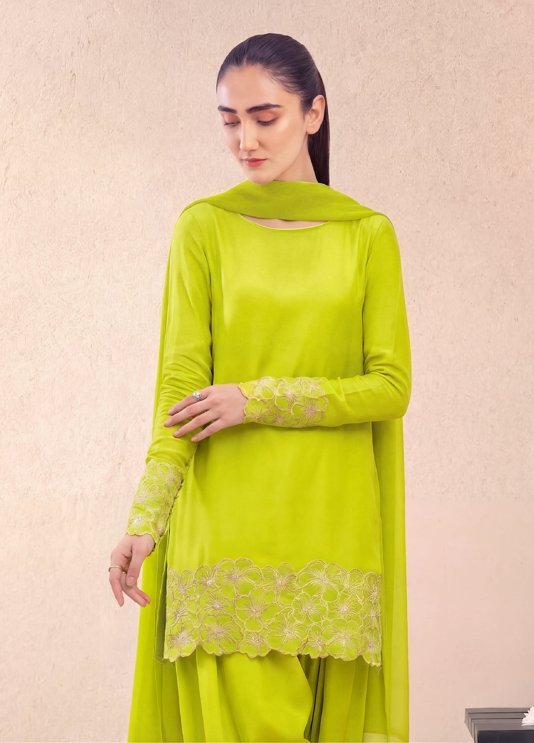Dareecha by Daak RTW Embroidered Cotton Silk 3 Piece Suit MFS-L MASHAL MFS-L - Festive Collection