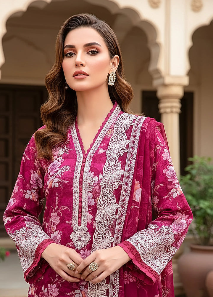 Lakhany Summer Essentials Embroidered Unstitched Lawn 3 Piece Suit LSM26USE LG-RL-0363 - Ramadan Collection