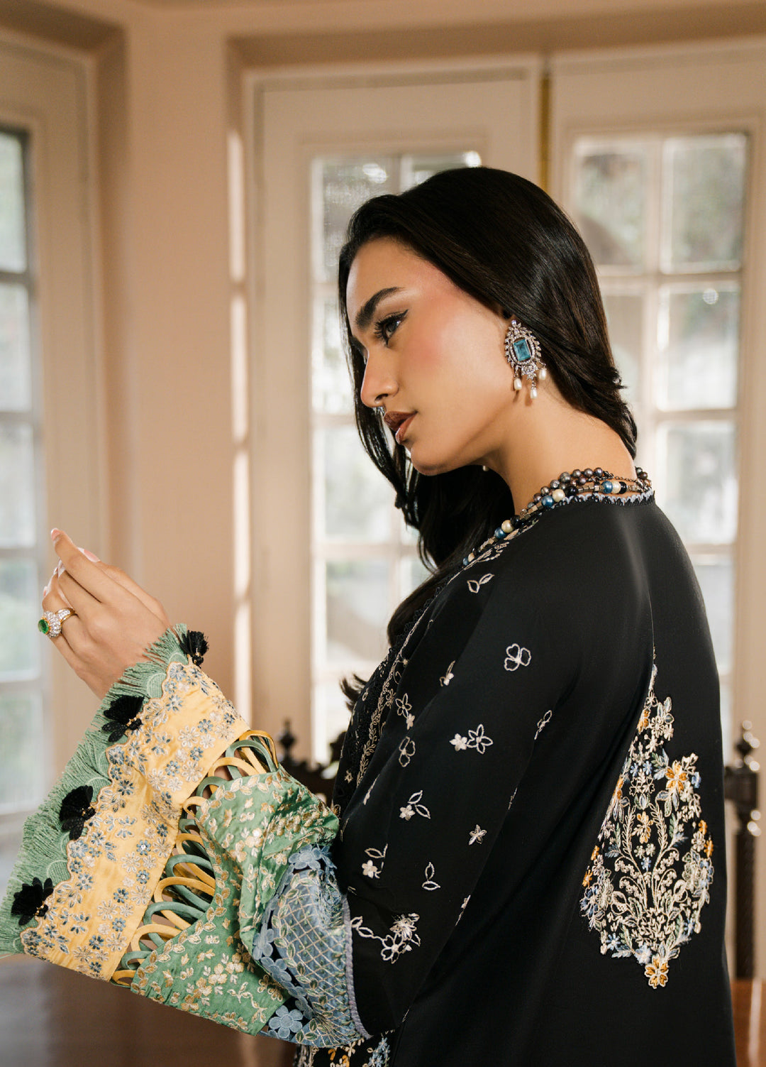 Camelia by Sundas Ahad Unstitched Embroidered Luxury Lawn 3 Piece Suit SNA26UC EL-01 Black Noir - Festive Collection