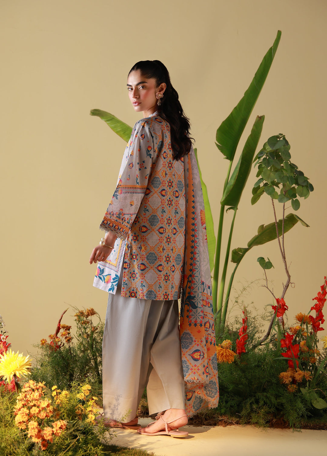 Mirha by Sahar Unstitched Printed Lawn 3 Piece Suit SS1-26-21 Silver Mosaic - Summer Collection