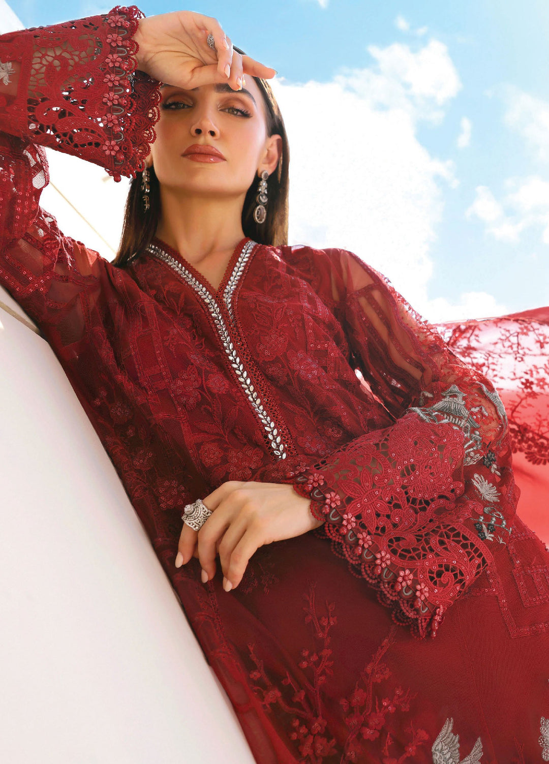 Maria B Unstitched Embroidered Luxury Lawn 3 Piece Suit MB26UEL 7A - Eid Collection
