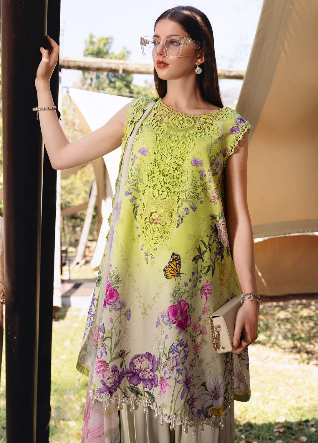 M Prints by Maria B Unstitched Printed Lawn 3 Piece Suit MB26UMP D-09 A - Summer Collection