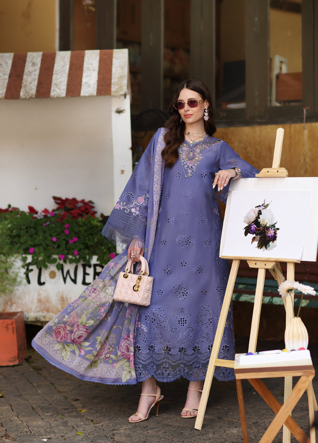 Noor by Saadia Asad Unstitched Embroidered Laserkari Lawn 3 Piece Suit SA26ULNL D9 - Lawn Collection