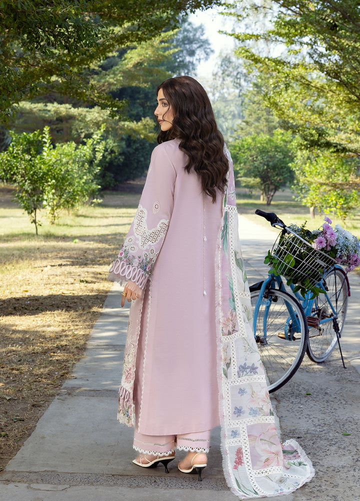 Elaf Premium Unstitched Embroidered Luxury Lawn 3 Piece Suit EL26UPL ELY-1A MAISON PINK - Summer Collection