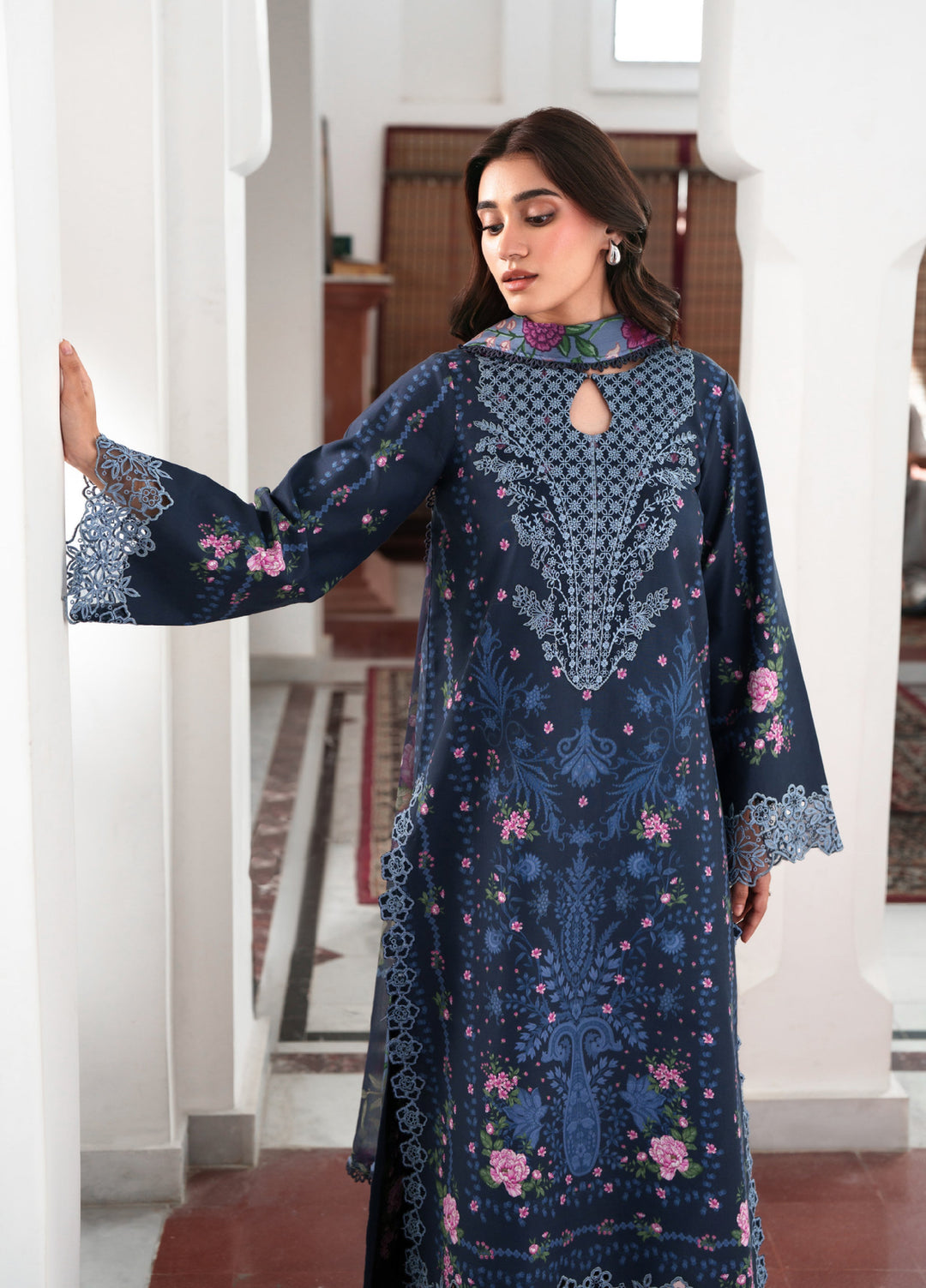 Summer Lines by Neeshay Unstitched Printed and Embroidered Lawn 3 Piece Suit NSH26ULS Noirelle - Eid Collection