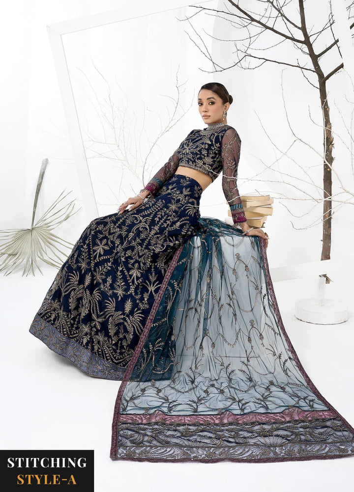 Zarif Women Unstitched Embroidered Net 3 Piece Suit ZR26UFC ZLC 01 BLUEBERRY - Festive Collection
