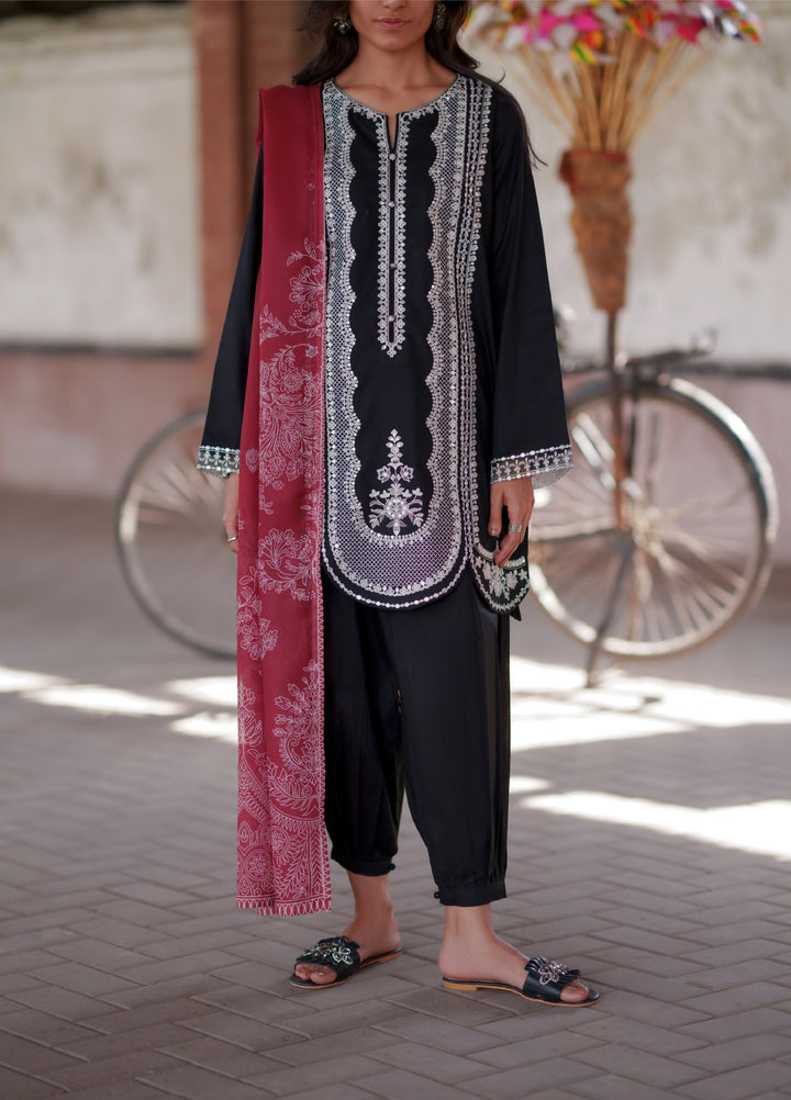 Summer Travels by Casuallite RTW Embroidered Cotton Lawn 3 Piece Suit CL26ULST OUFIT 03 NOIR GRACE - Casual Collection