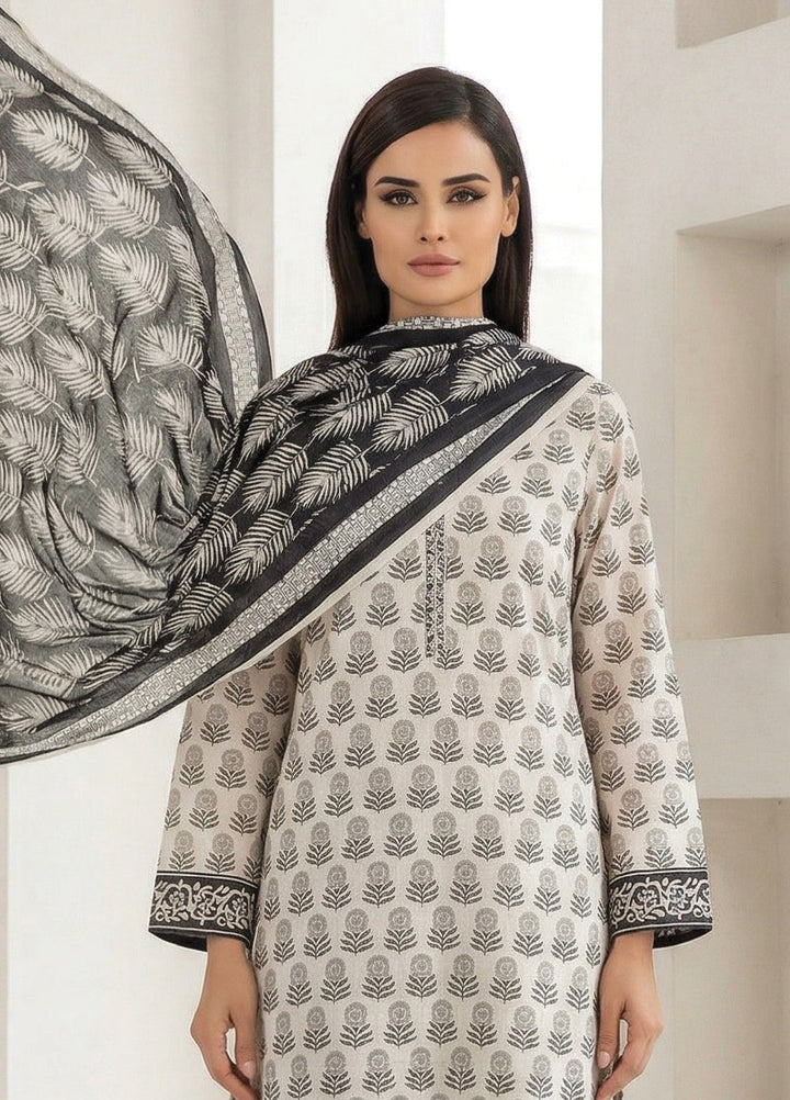 Black N White by Regalia Textiles Unstitched Printed Lawn 3 Piece Suit RG26ULBW D10 - Casual Collection