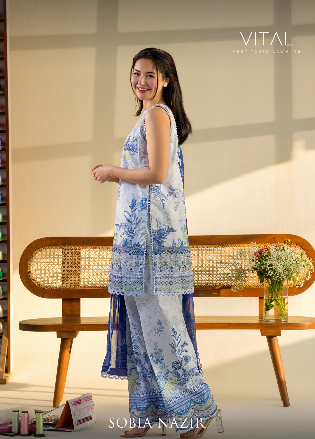 Vital by Sobia Nazir Unstitched Embroidered Lawn 3 Piece Suit SN26UVL 3B - Summer Collection
