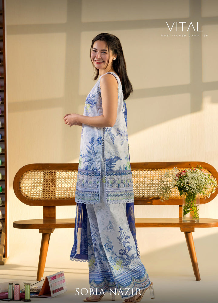Vital by Sobia Nazir Unstitched Embroidered Lawn 3 Piece Suit SN26UVL 3B - Summer Collection