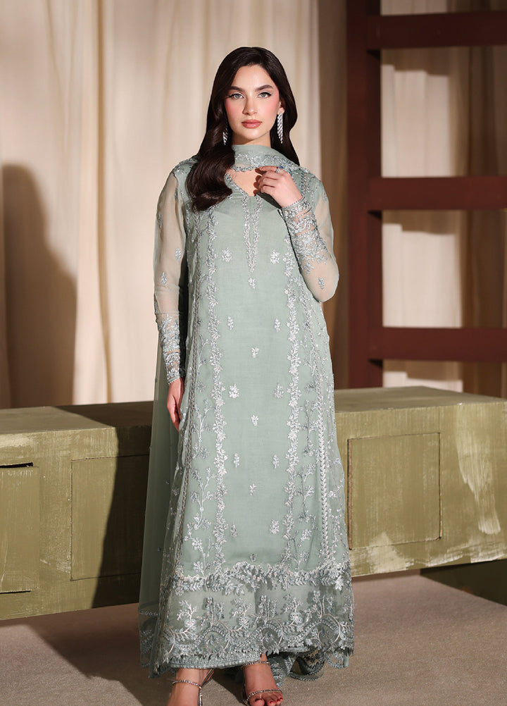 Azure Unstitched Embroidered Chiffon 3 Piece Suit AZ26ULC Satin Sage - Festive Collection